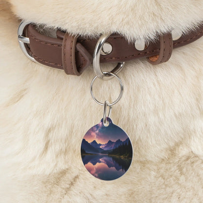 Scenic Mountain Lake Pet ID Tag – Twilight Reflection - 1’’ - Pets