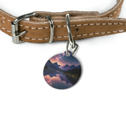 Scenic Mountain Lake Pet ID Tag – Twilight Reflection - 1’’ - Pets
