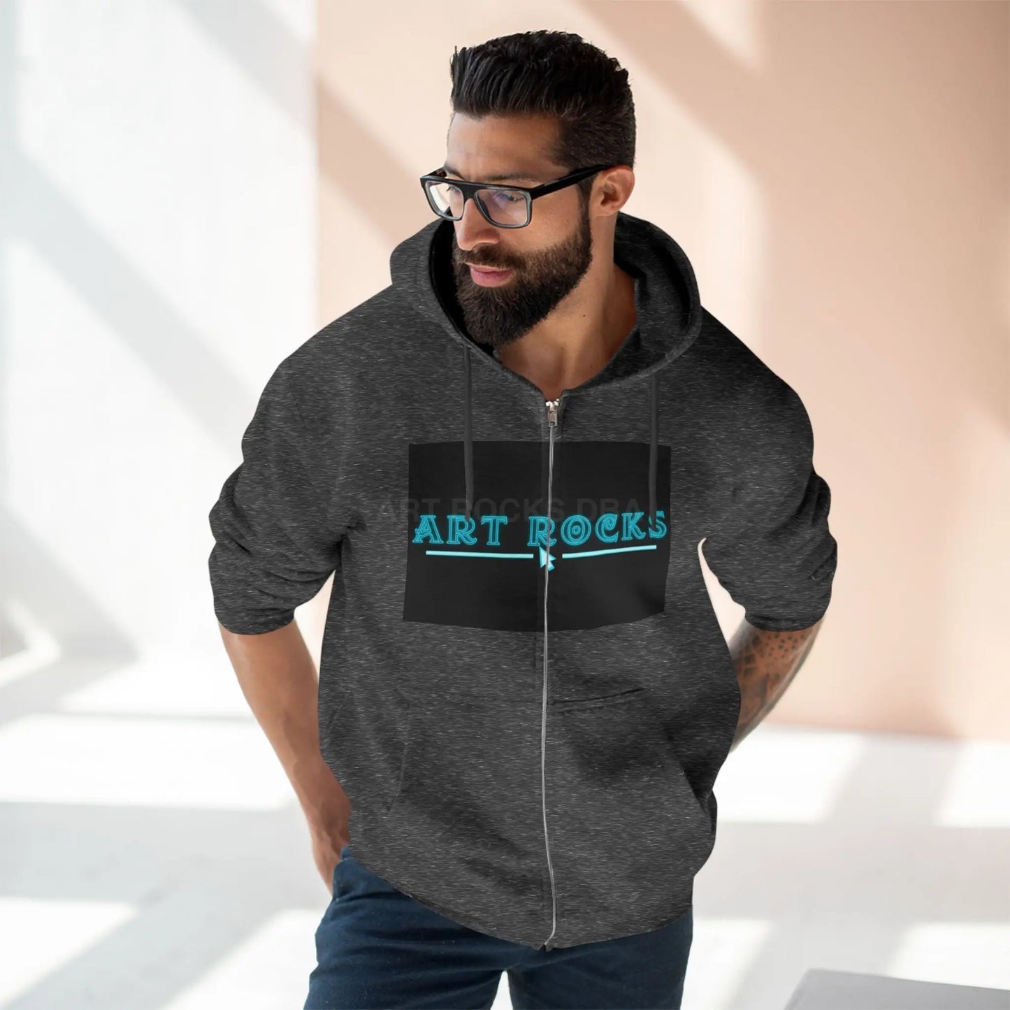 Scenic Mountain Landscape Graphic Zip-Up Hoodie - Hoodie