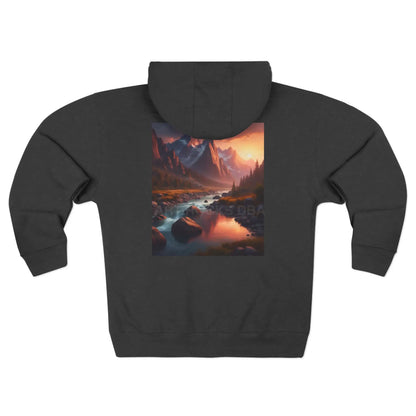 Scenic Mountain Landscape Graphic Zip-Up Hoodie - XS / Charcoal Heather - Hoodie