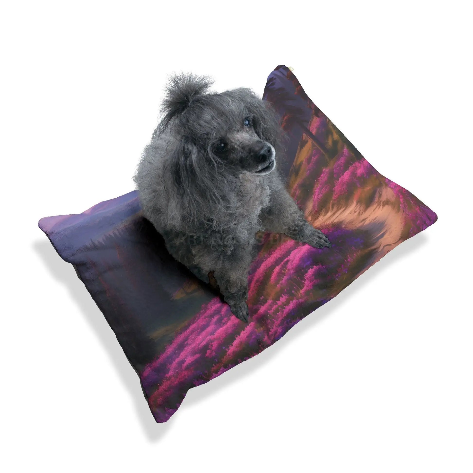 Scenic Mountain Meadow Pet Bed — Purple Wildflower Valley - Pets