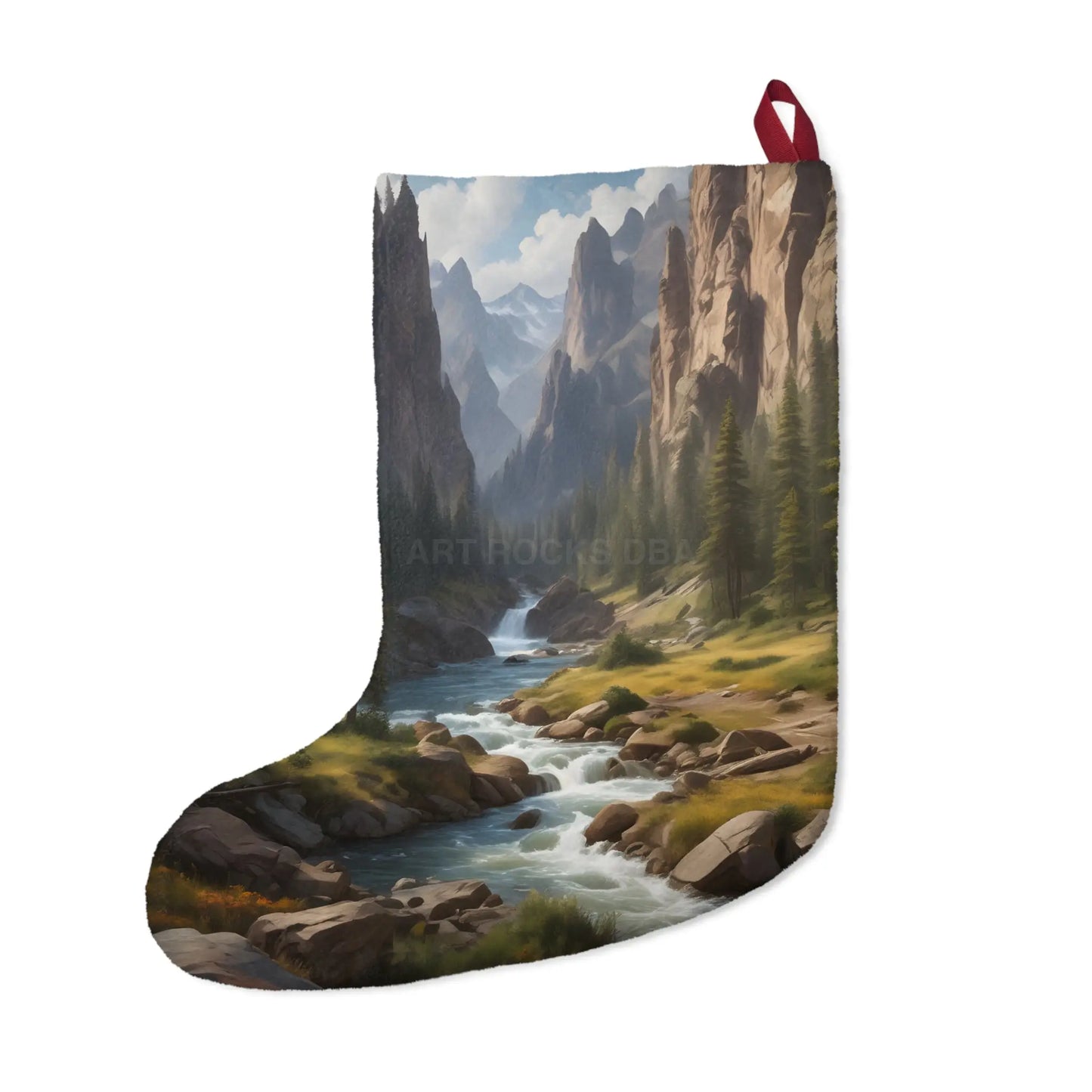 Scenic Mountain River Christmas Stocking — Cozy Wilderness Holiday Decor - One size - Home Decor