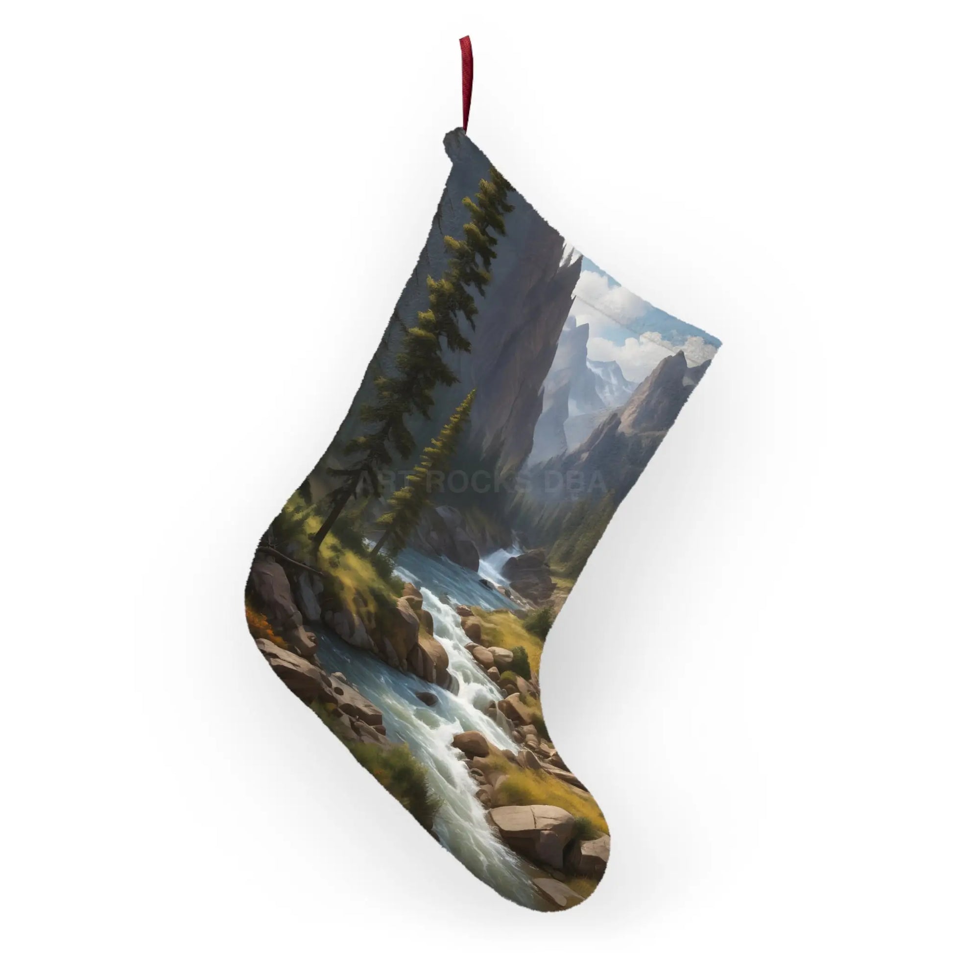 Scenic Mountain River Christmas Stocking — Cozy Wilderness Holiday Decor - One size - Home Decor