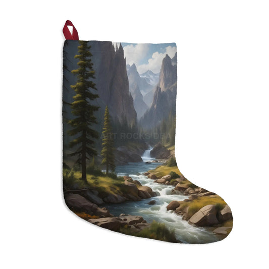 Scenic Mountain River Christmas Stocking — Cozy Wilderness Holiday Decor - One size - Home Decor