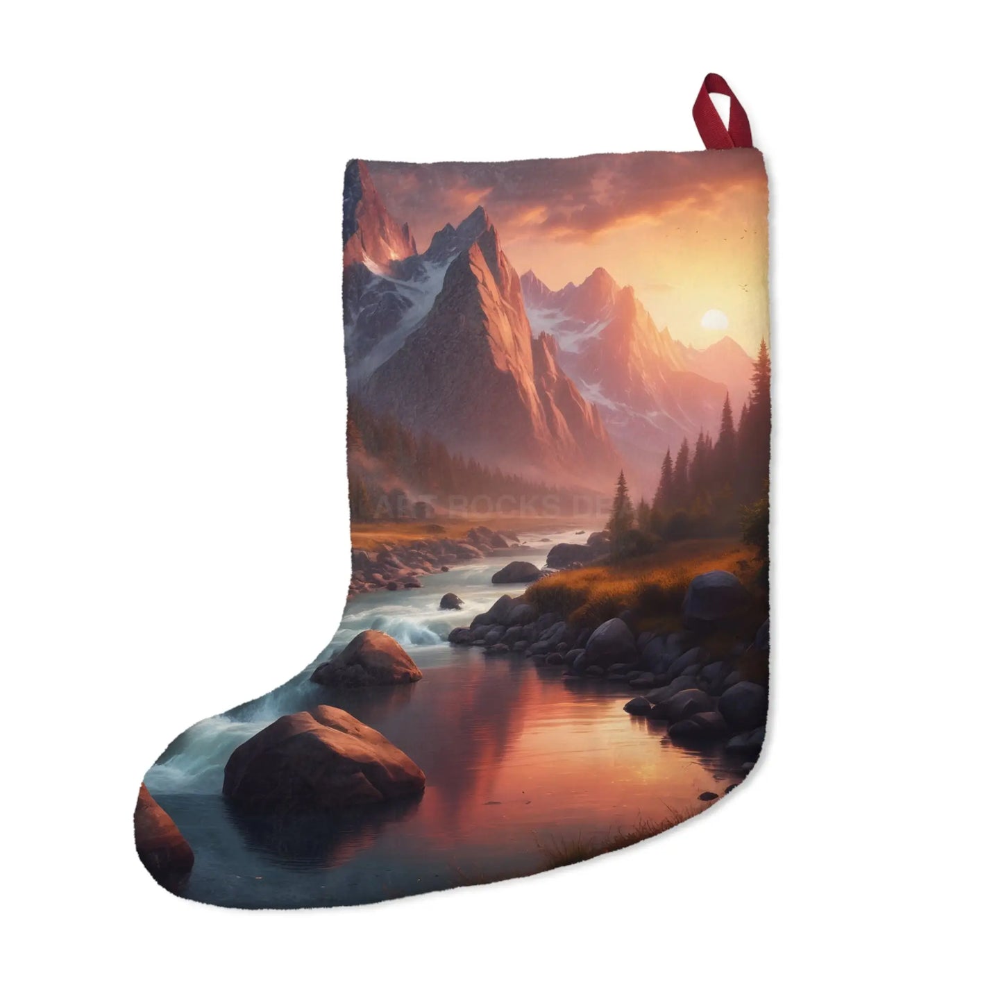 Scenic Mountain River Christmas Stocking - One size - Home Decor