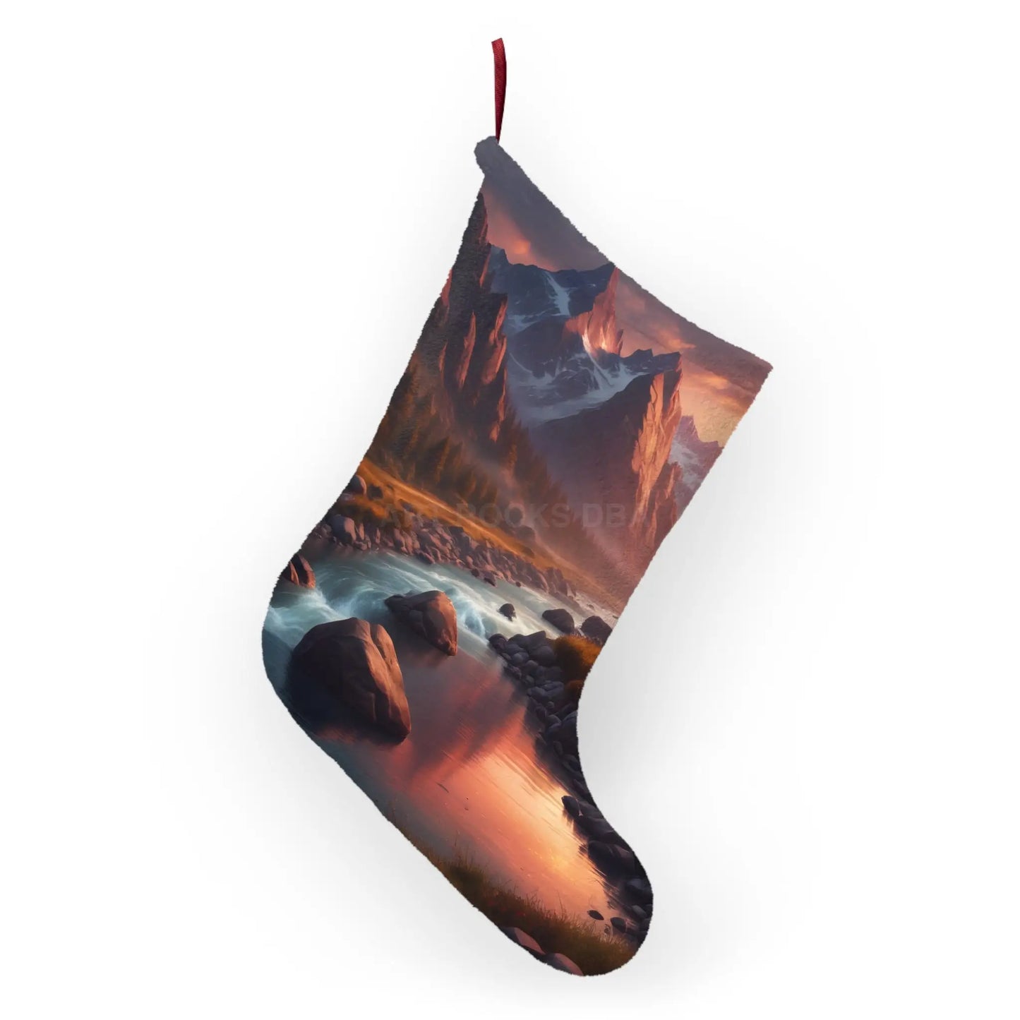 Scenic Mountain River Christmas Stocking - One size - Home Decor