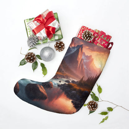 Scenic Mountain River Christmas Stocking - One size - Home Decor