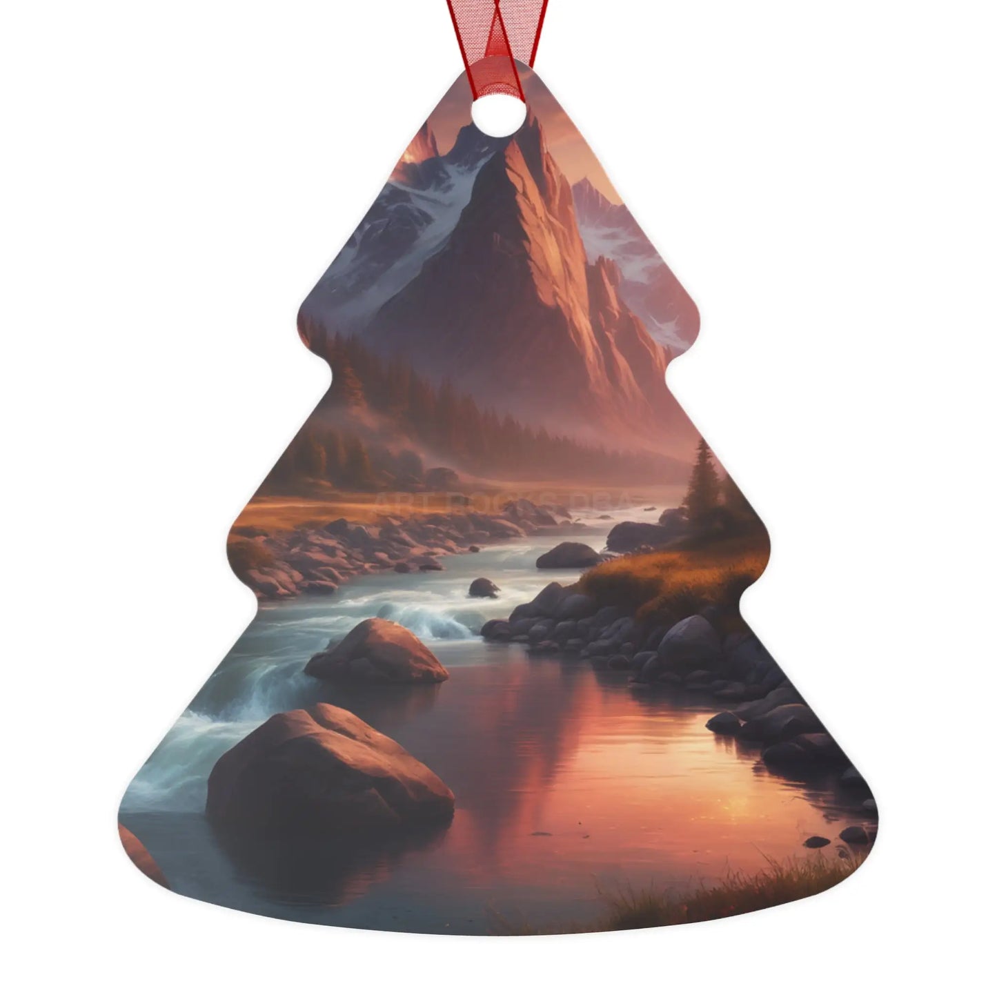 Scenic Mountain River Metal Ornament — Holiday Decoration - Tree / One Size - Home Decor