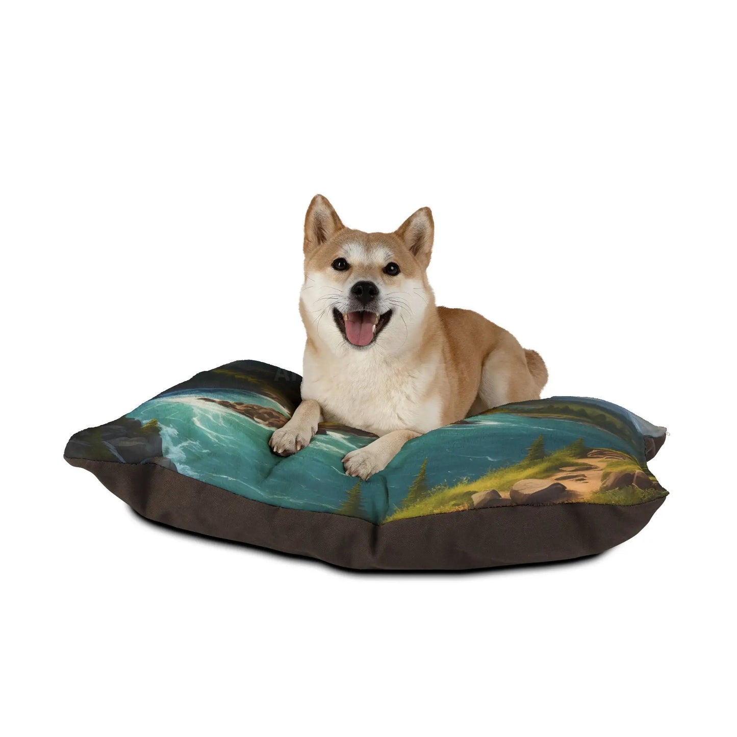 Scenic Mountain River Pet Bed — Plush Outdoor Landscape Dog Bed - Pets
