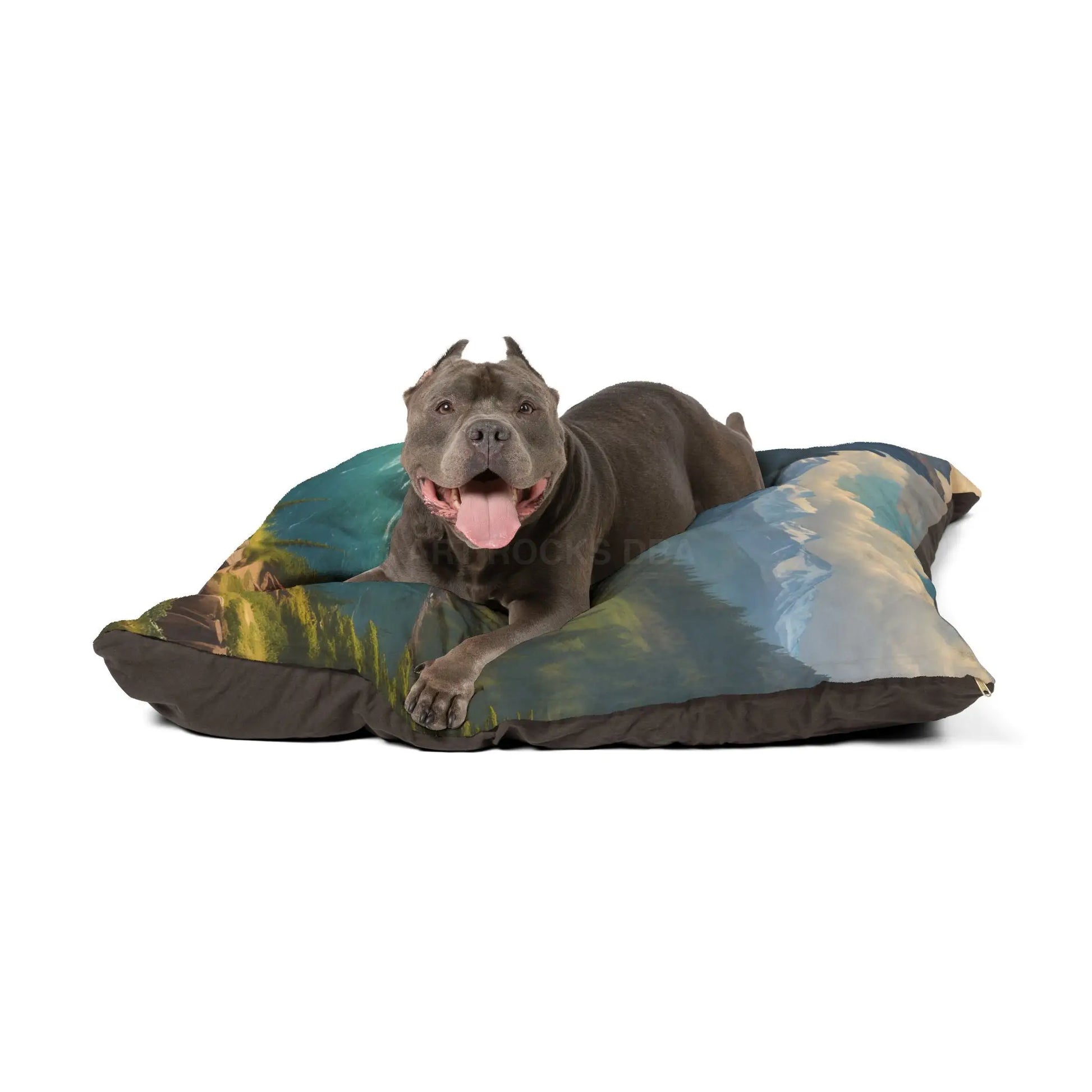 Scenic Mountain River Pet Bed — Plush Outdoor Landscape Dog Bed - Pets