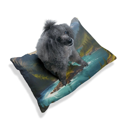 Scenic Mountain River Pet Bed — Plush Outdoor Landscape Dog Bed - Pets
