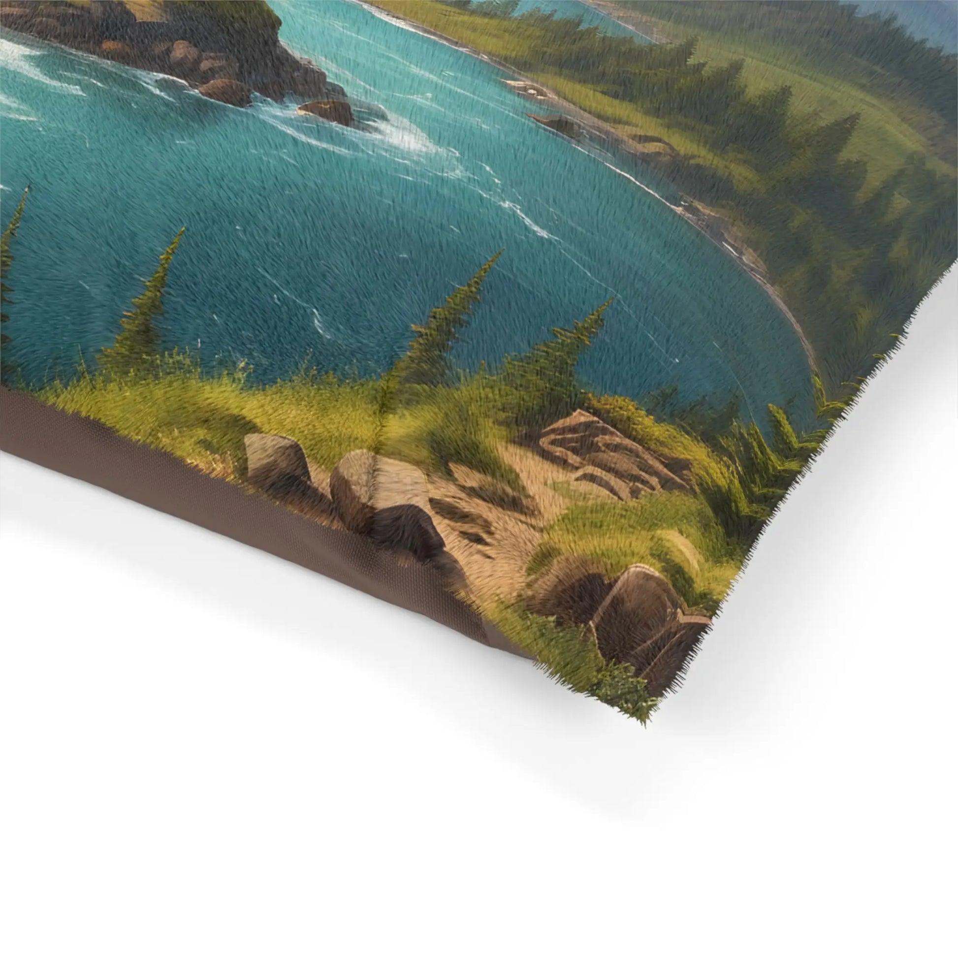 Scenic Mountain River Pet Bed — Plush Outdoor Landscape Dog Bed - Pets