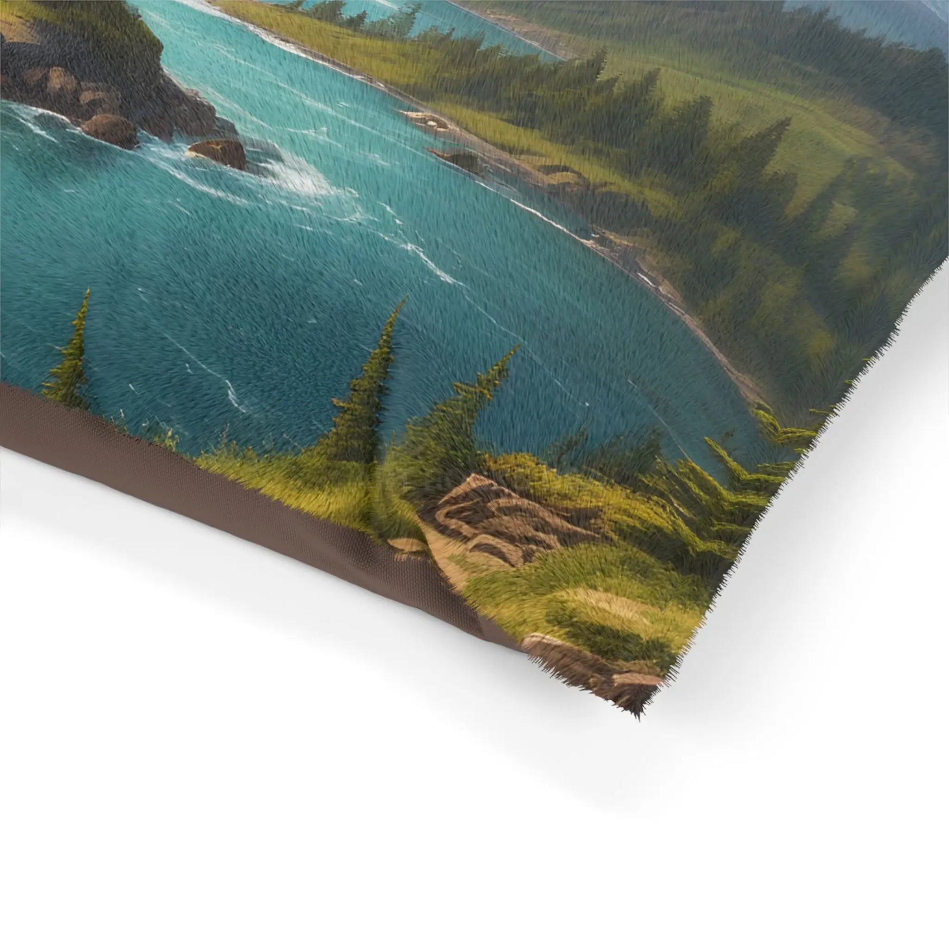 Scenic Mountain River Pet Bed — Plush Outdoor Landscape Dog Bed - Pets