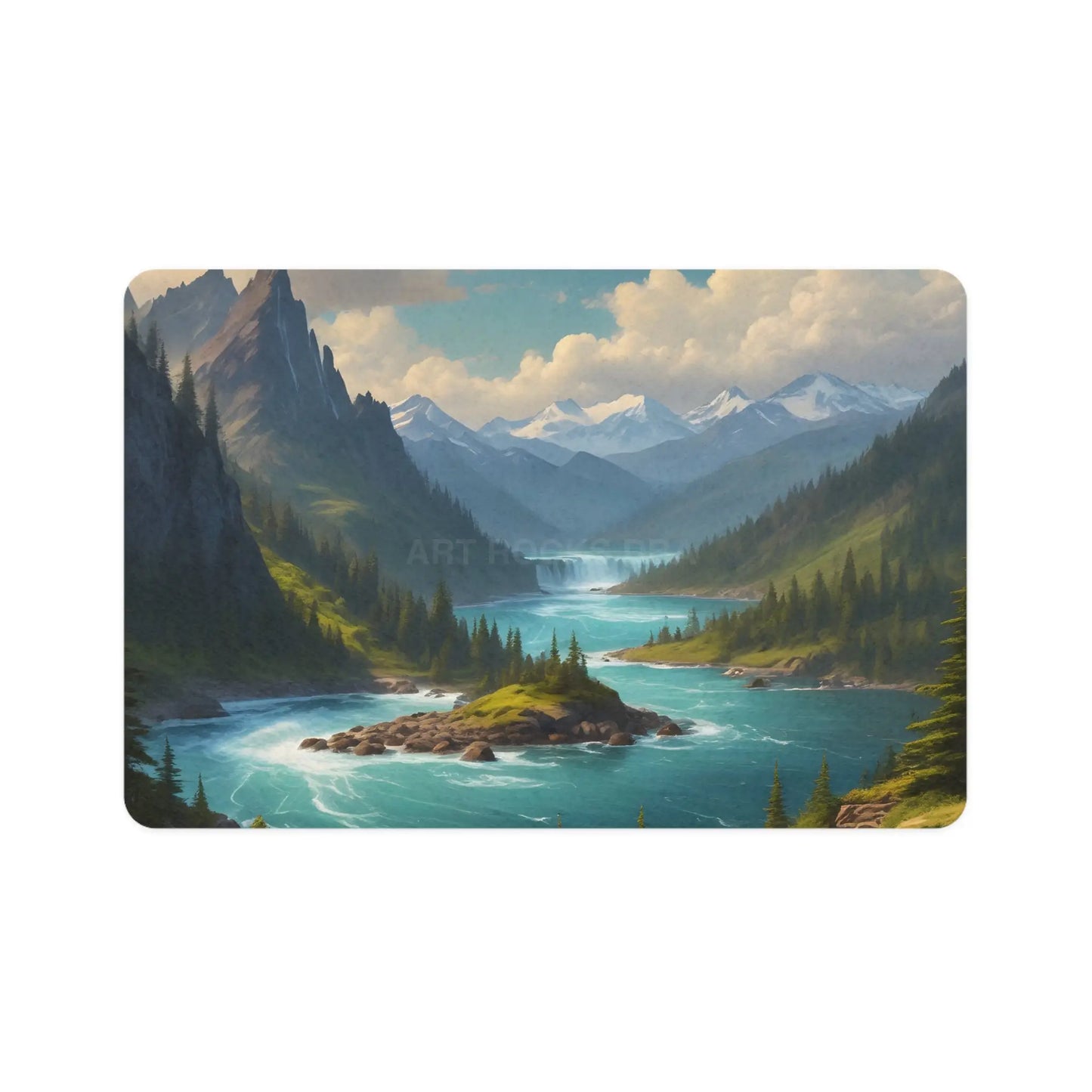 Scenic Mountain River Pet Food Mat (12x18) - Waterproof Feeding Placemat for Dogs & Cats - 12’’ × 18’’ / Rectangle