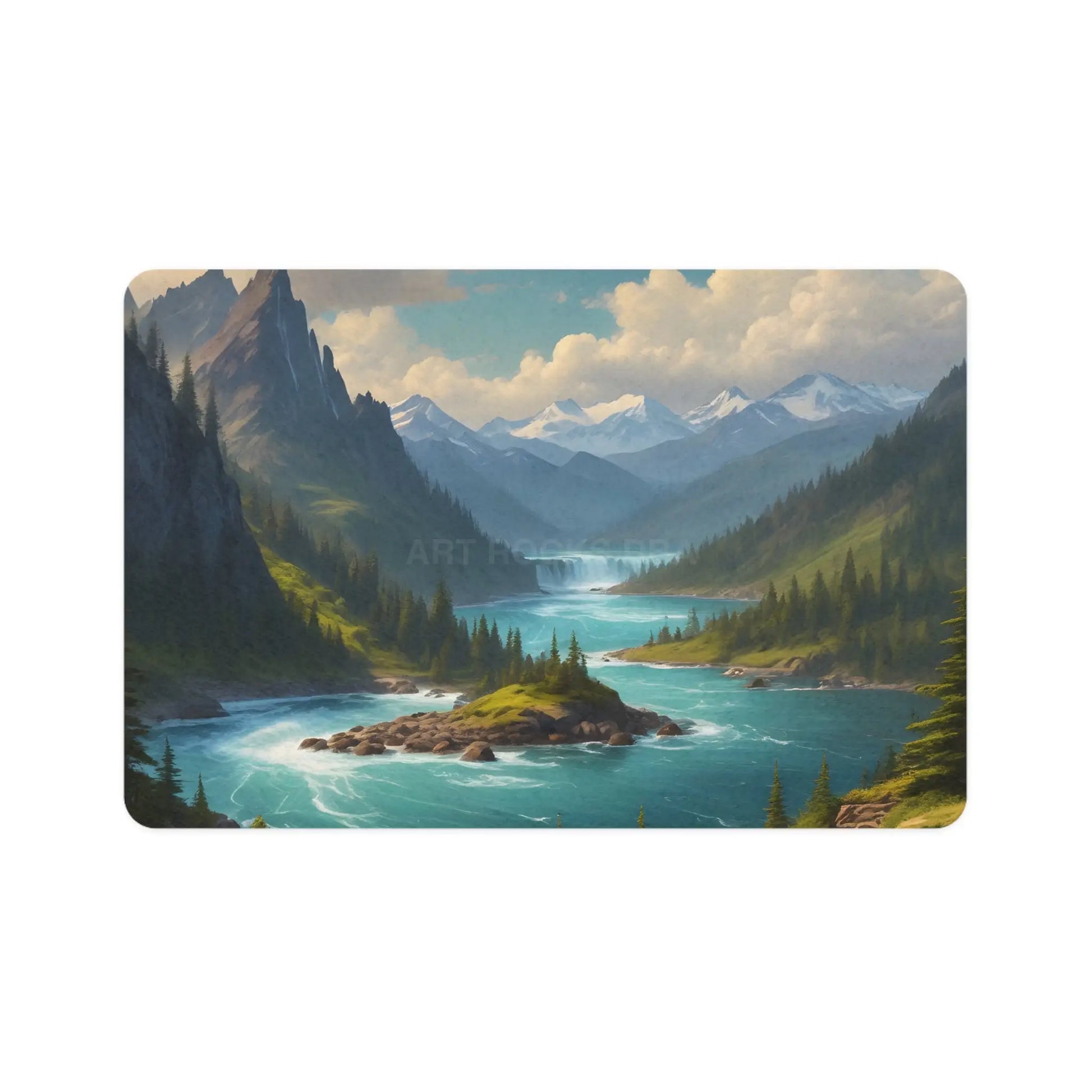 Scenic Mountain River Pet Food Mat (12x18) - Waterproof Feeding Placemat for Dogs & Cats - 12’’ × 18’’ / Rectangle