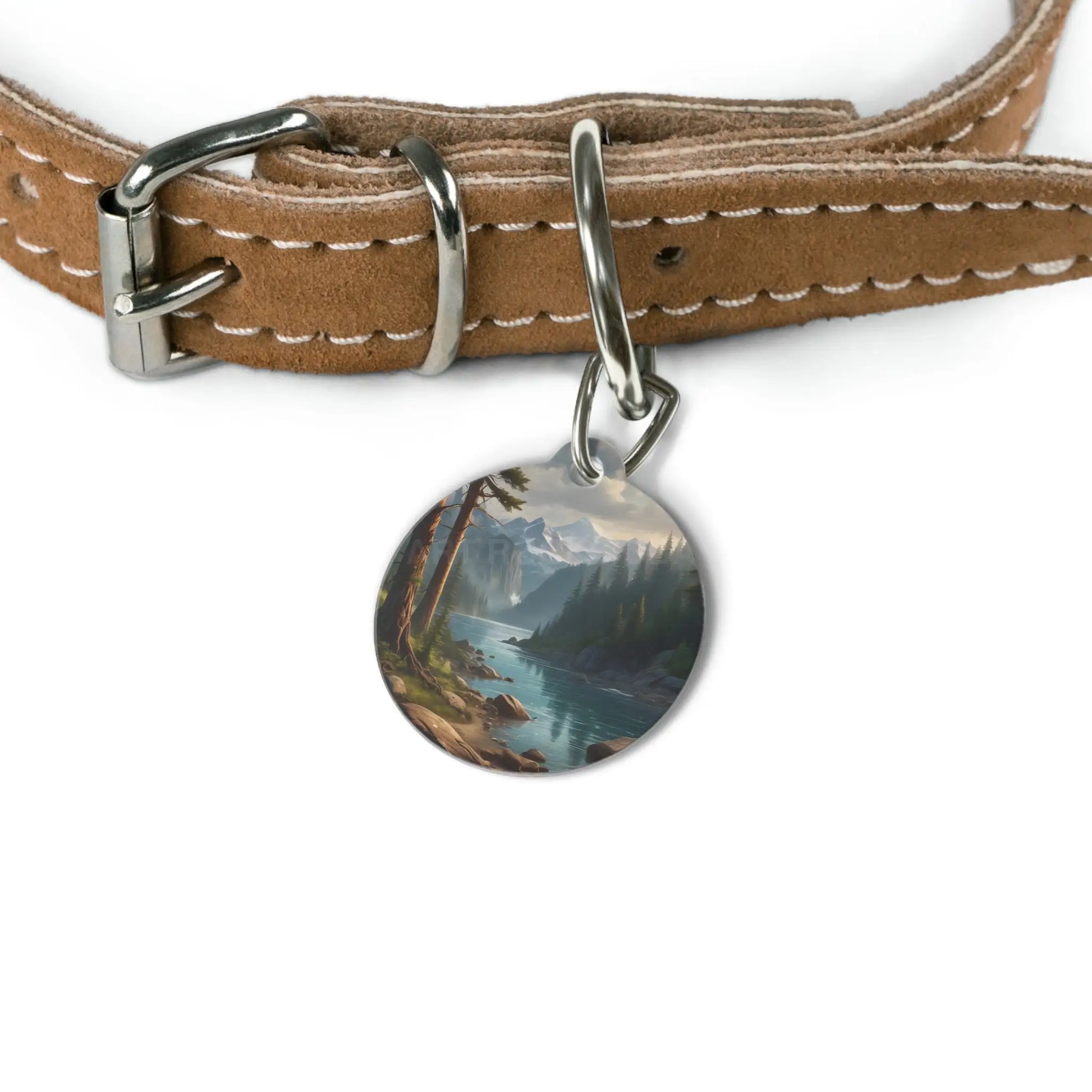 Scenic Mountain River Pet Tag — Personalized Outdoor Landscape ID Charm - 1’’ - Pets