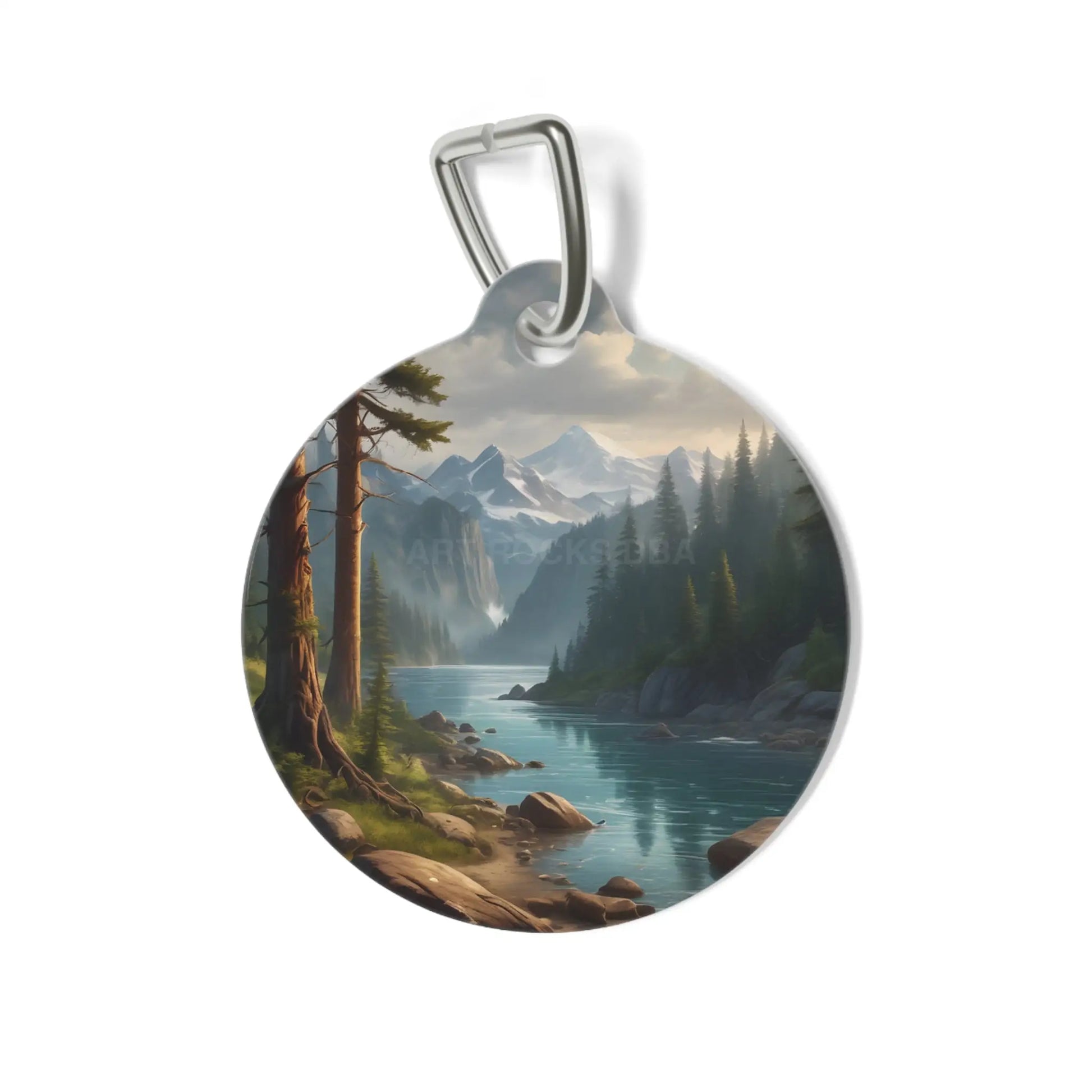 Scenic Mountain River Pet Tag — Personalized Outdoor Landscape ID Charm - 1’’ - Pets