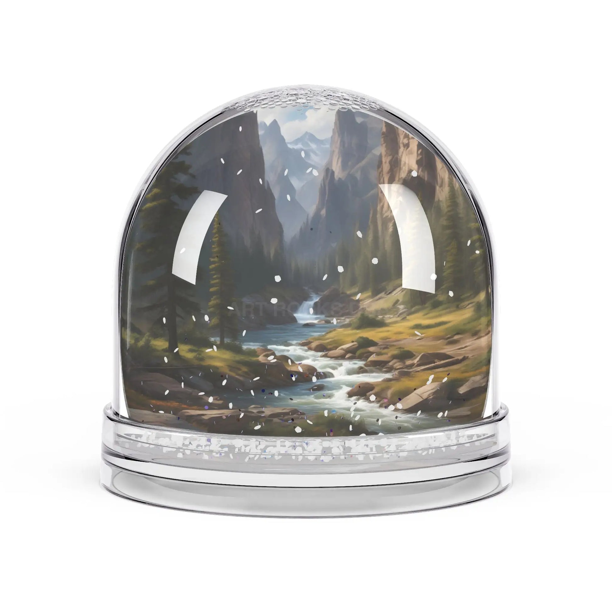 Scenic Mountain River Snow Globe — Winter Valley Decorative Keepsake - 3.5’’ × 3.4’’ - Home Decor