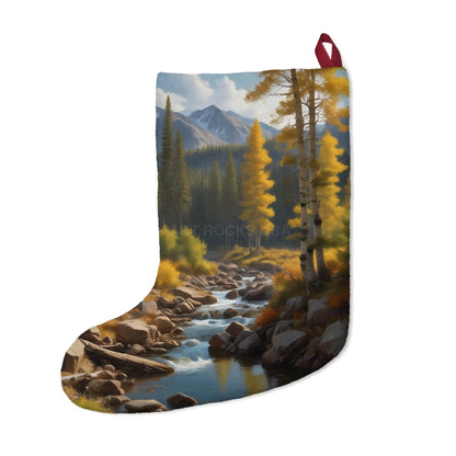 Scenic Mountain Stream Christmas Stocking – Woodland Aspen Holiday Decor - One size - Home Decor