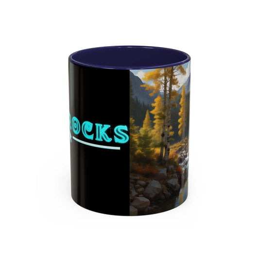 Scenic Mountain Stream Coffee Mug – Autumn Forest Accent Mug (11/15oz) - 11oz / Navy - Mug
