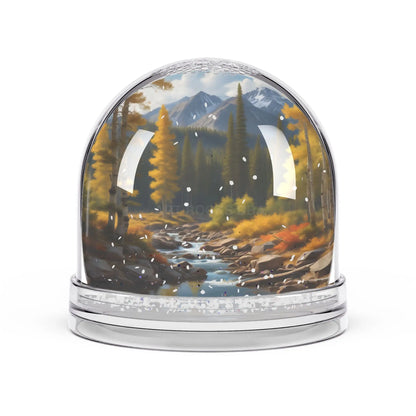 Scenic Mountain Stream Snow Globe — Autumn Forest Landscape Keepsake - 3.5’’ × 3.4’’ - Home Decor