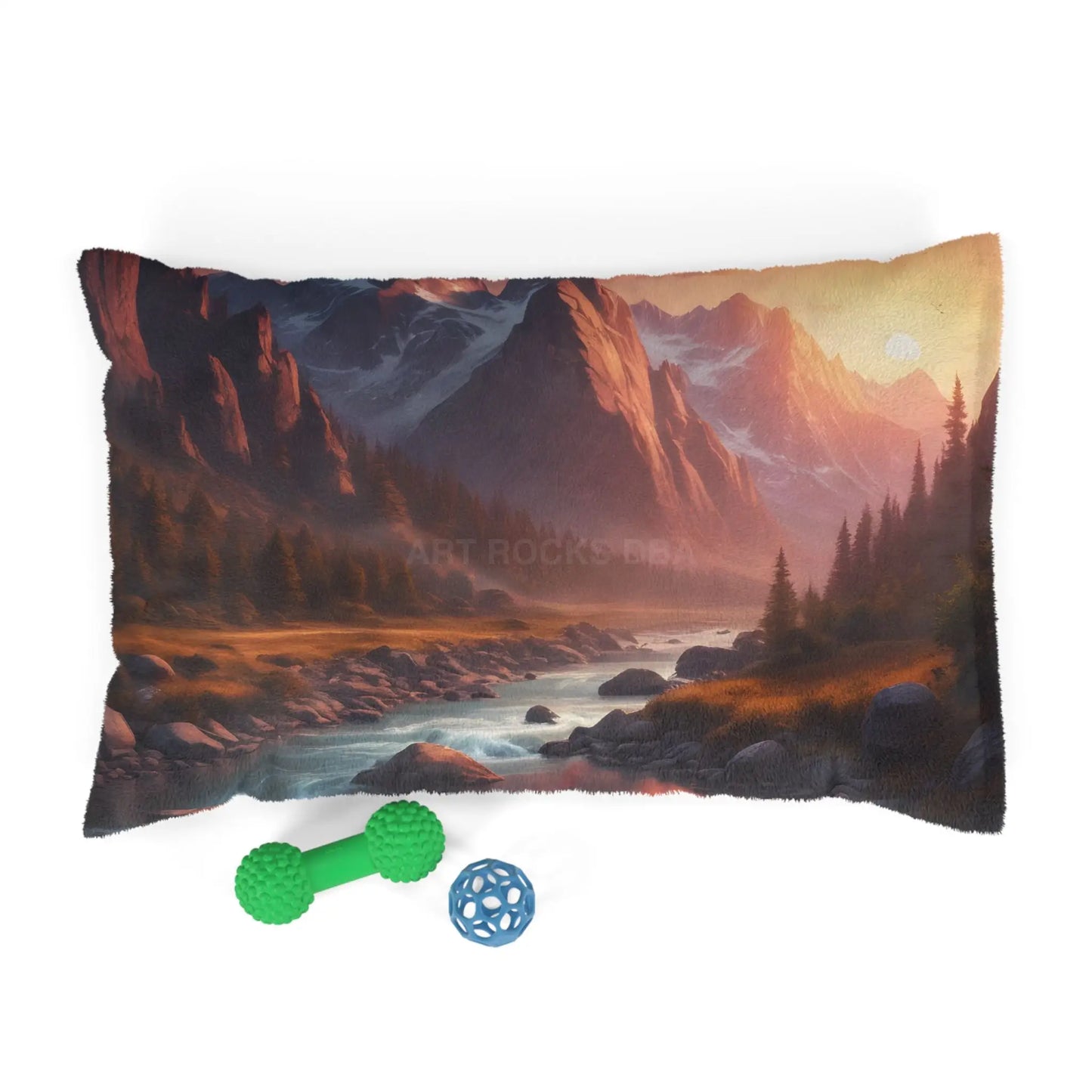 Scenic Mountain Sunrise Pet Bed — Cozy Landscape Dog & Cat Pillow - 28’’ × 18’’ - Pets