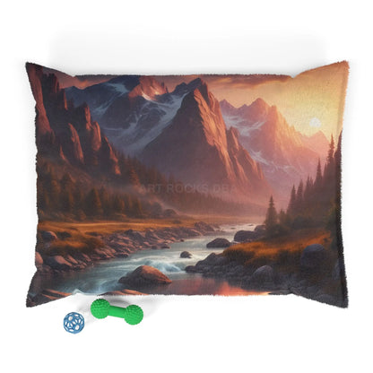 Scenic Mountain Sunrise Pet Bed — Cozy Landscape Dog & Cat Pillow - 40’’ × 30’’ - Pets