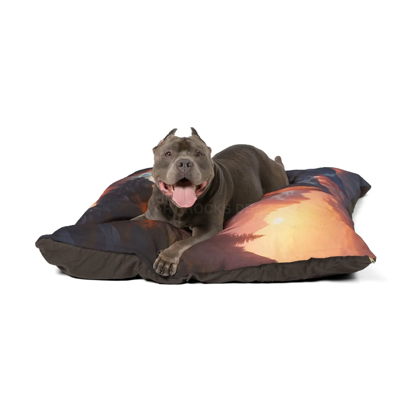 Scenic Mountain Sunrise Pet Bed — Cozy Landscape Dog & Cat Pillow - Pets