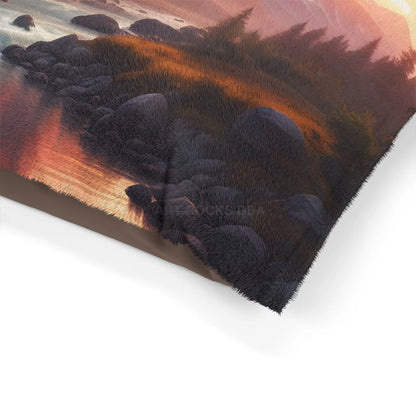 Scenic Mountain Sunrise Pet Bed — Cozy Landscape Dog & Cat Pillow - Pets