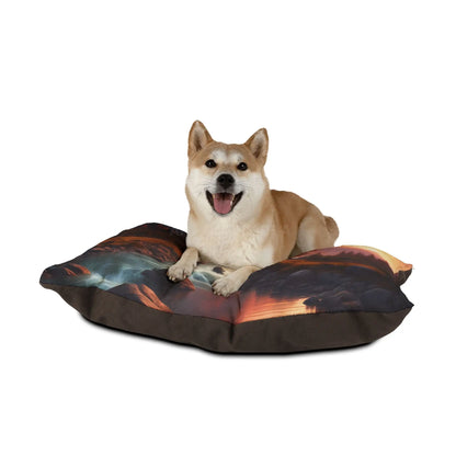 Scenic Mountain Sunrise Pet Bed — Cozy Landscape Dog & Cat Pillow - Pets