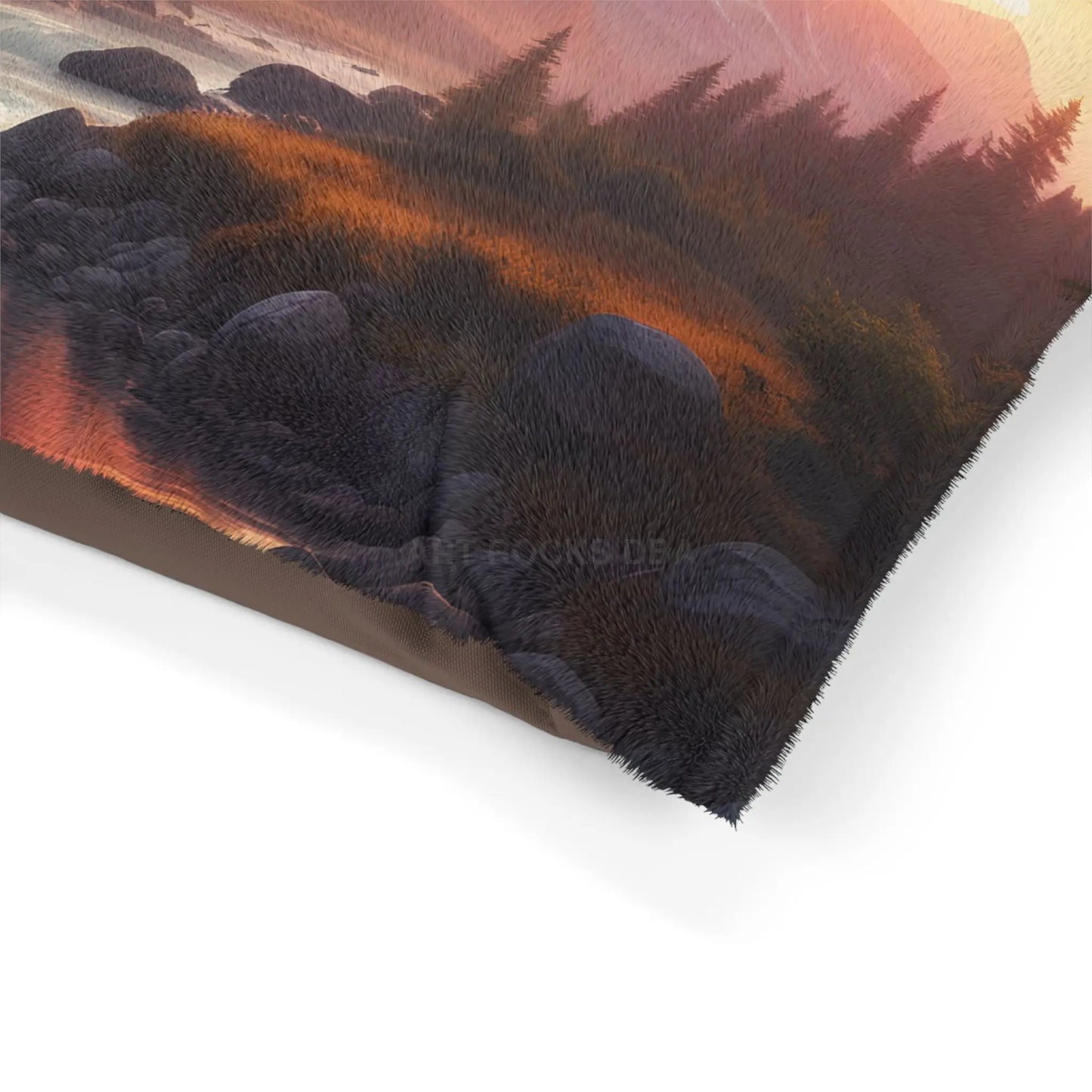 Scenic Mountain Sunrise Pet Bed — Cozy Landscape Dog & Cat Pillow - Pets