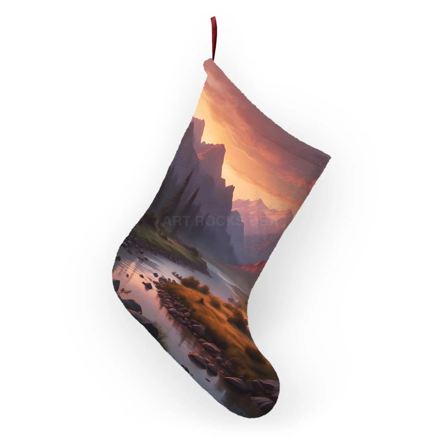 Scenic Mountain Sunset Christmas Stocking - One size - Home Decor
