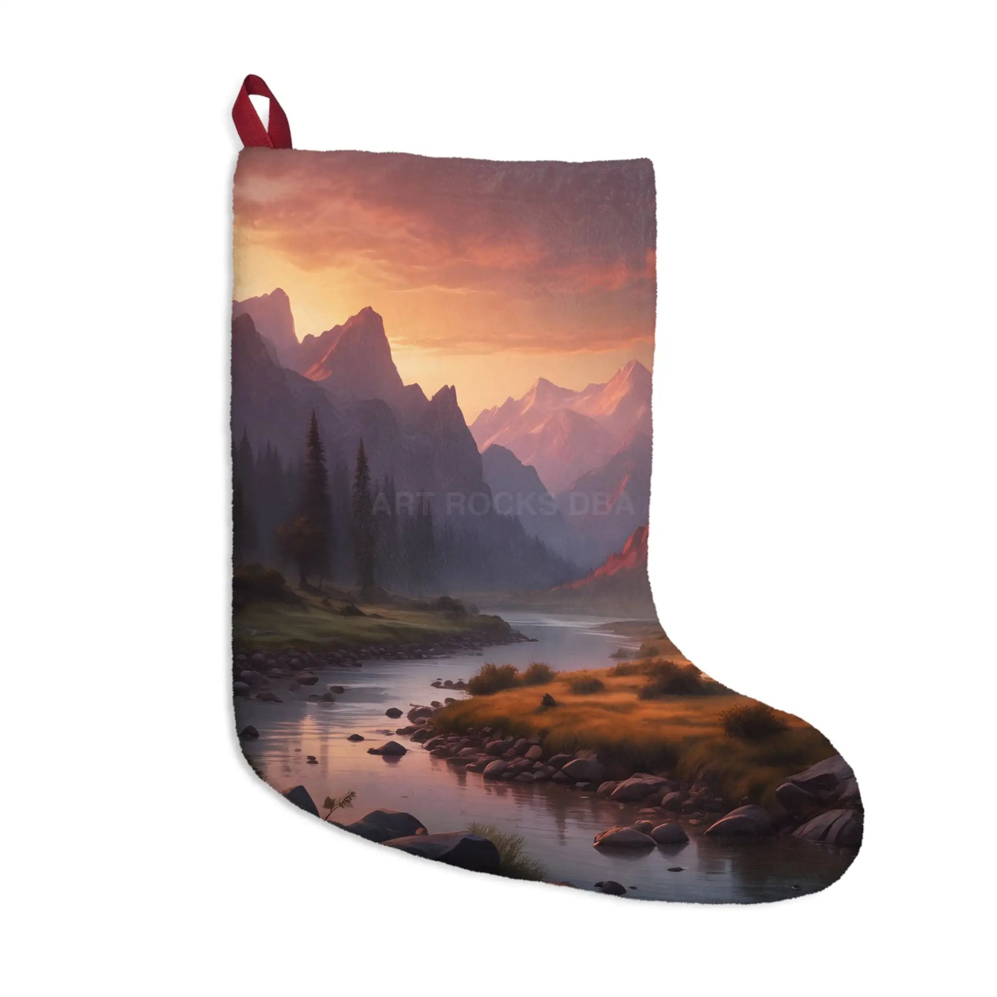 Scenic Mountain Sunset Christmas Stocking - One size - Home Decor