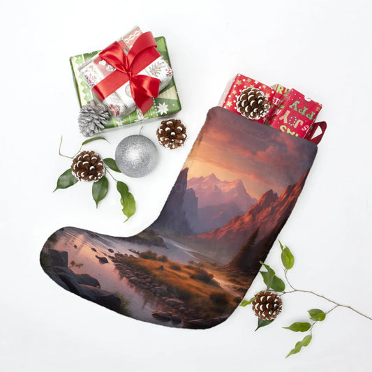 Scenic Mountain Sunset Christmas Stocking - One size - Home Decor