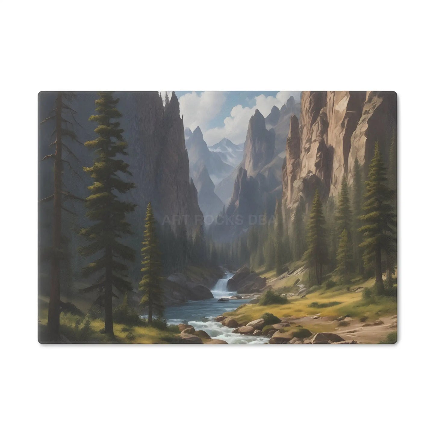 Scenic Mountain Valley Cutting Board – Pine River Landscape Kitchen Board - Small - Home Decor