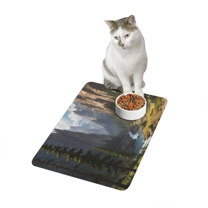 Scenic Mountain Valley Pet Food Mat (12x18) — Nature Dog & Cat Placemat - 12’’ × 18’’ / Rectangle - Pets