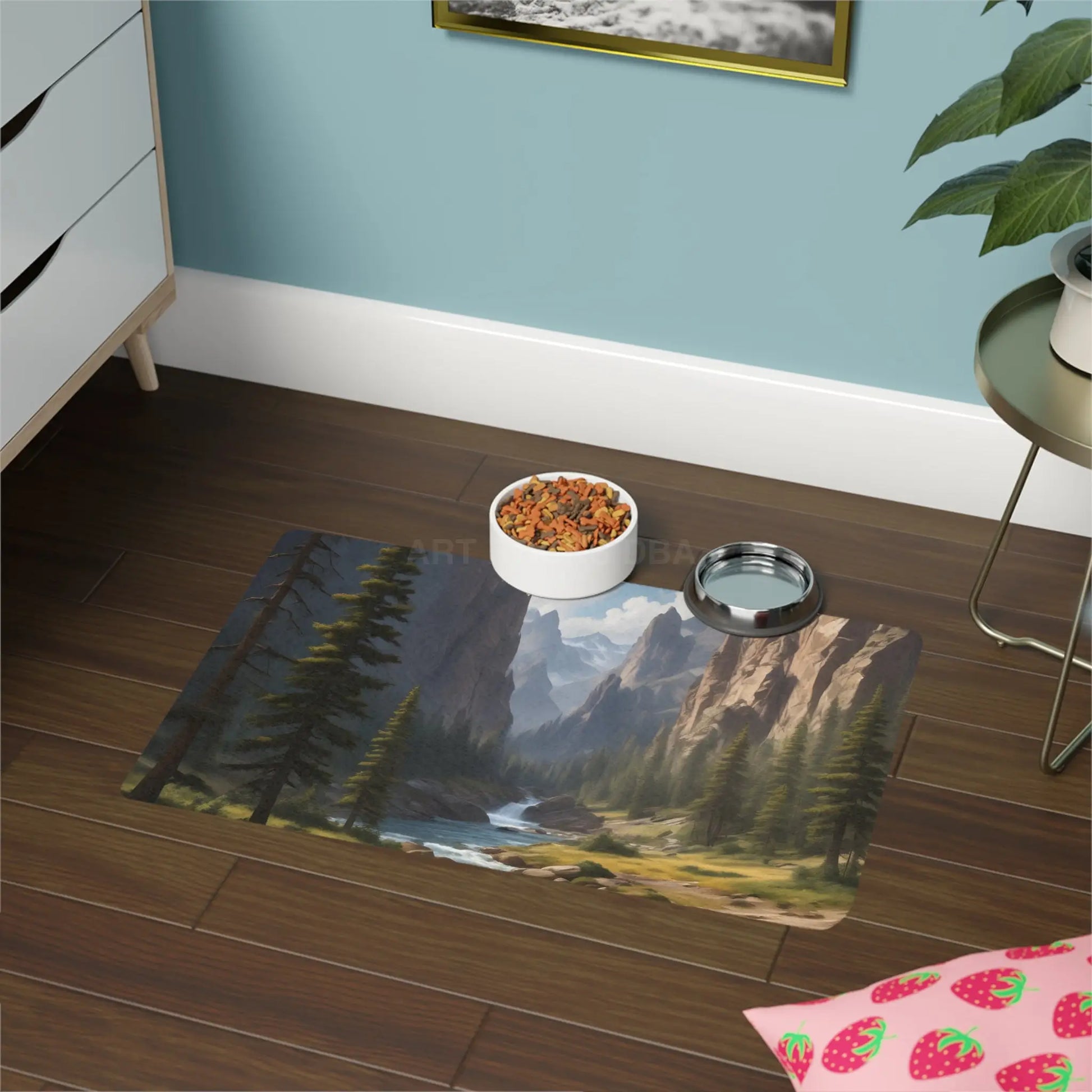 Scenic Mountain Valley Pet Food Mat (12x18) — Nature Dog & Cat Placemat - 12’’ × 18’’ / Rectangle - Pets