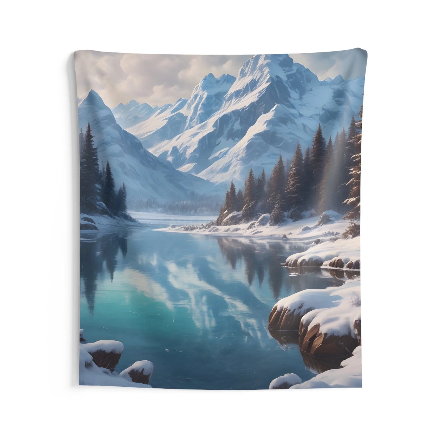 Scenic Mountain Wall Tapestry Nature Wall Art Cozy Home Decor Gift for Nature Lovers Winter Aesthetic Tapestry - 68’’ ×