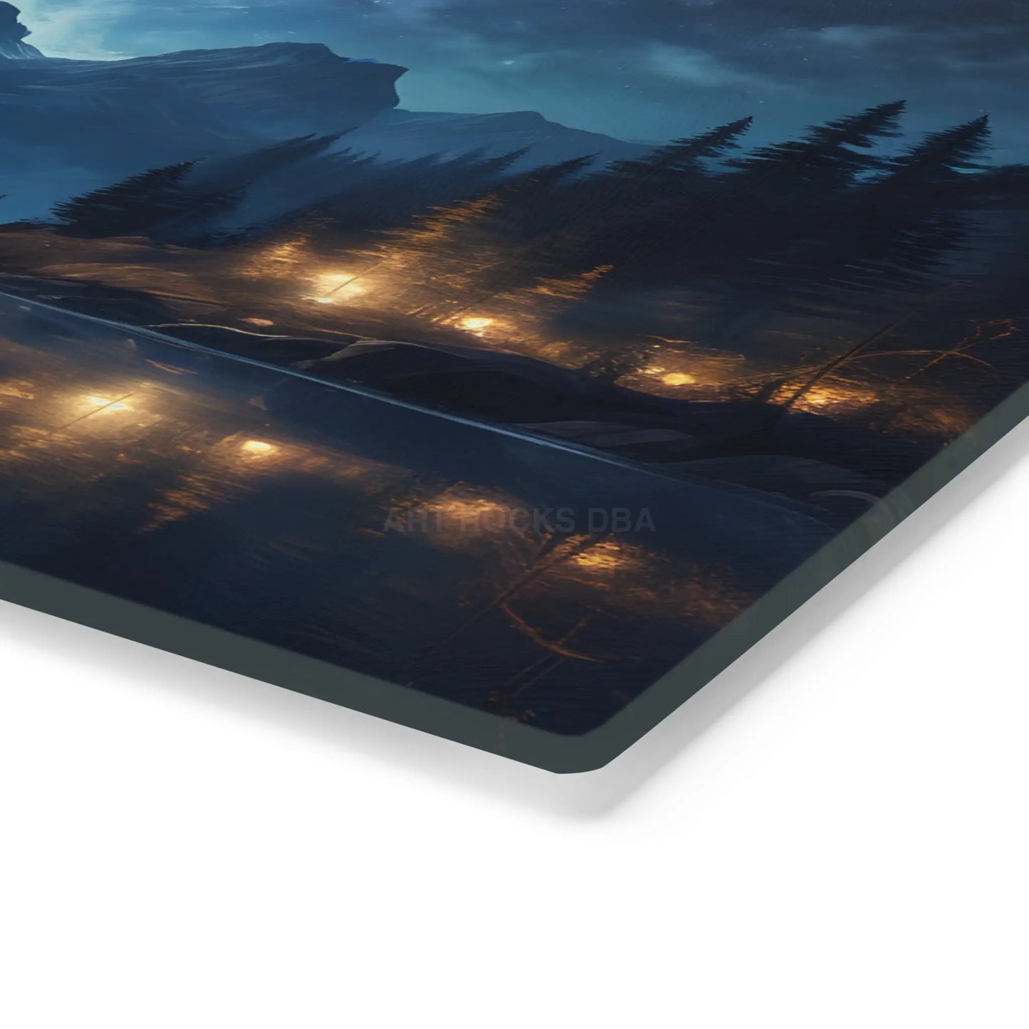 Scenic Night Lake Cutting Board – Starry Mountain Landscape Kitchen Decor - Home Decor