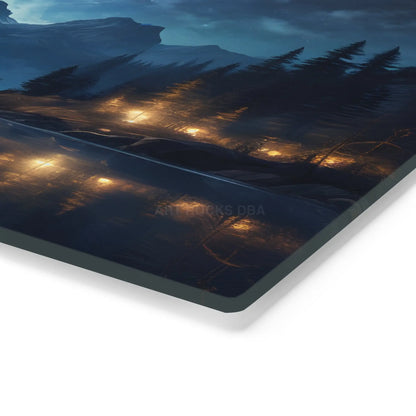 Scenic Night Lake Cutting Board – Starry Mountain Landscape Kitchen Decor - Home Decor