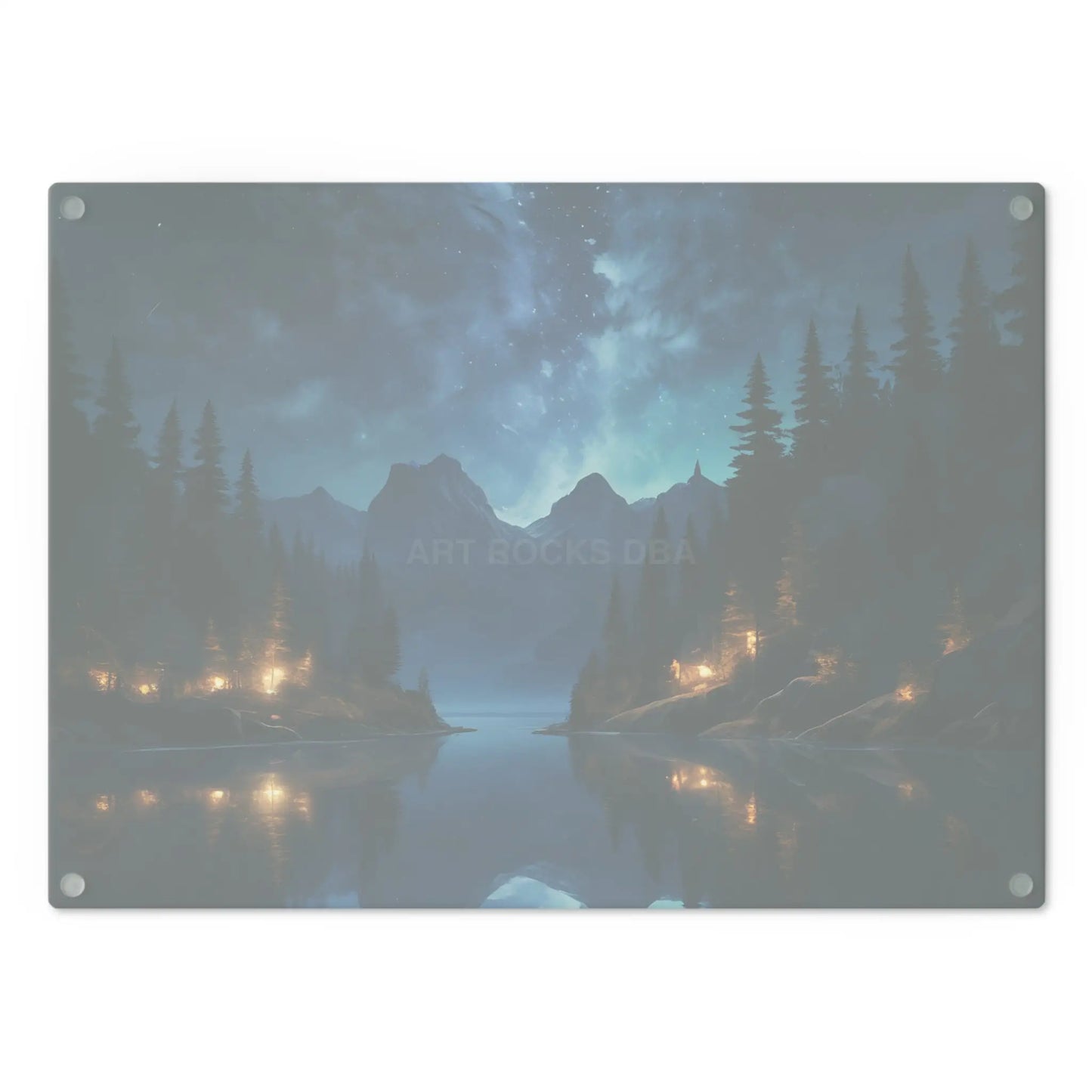 Scenic Night Lake Cutting Board – Starry Mountain Landscape Kitchen Decor - Home Decor