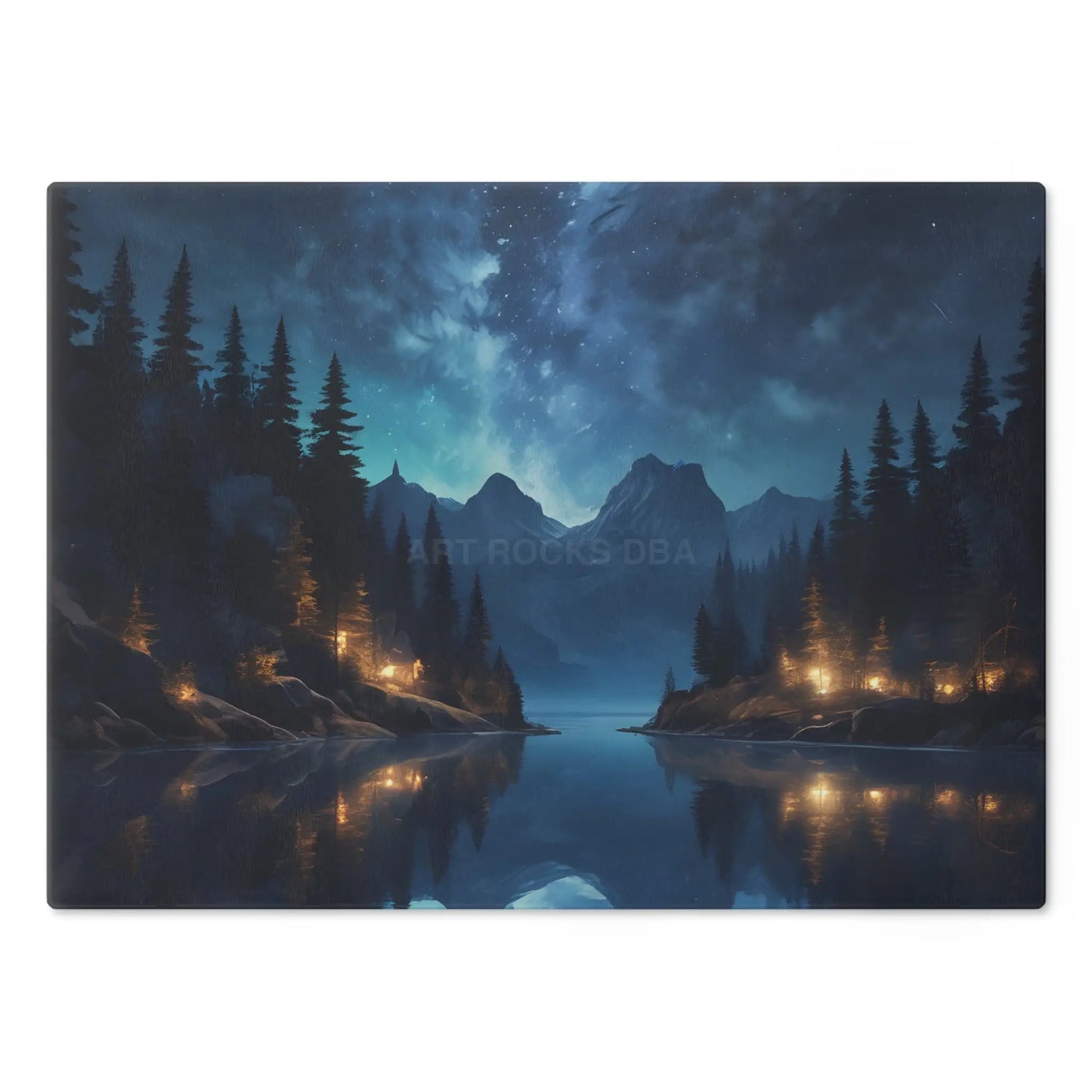 Scenic Night Lake Cutting Board – Starry Mountain Landscape Kitchen Decor - Home Decor