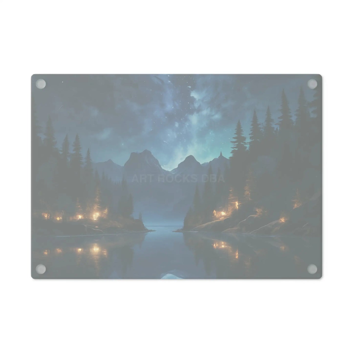 Scenic Night Lake Cutting Board – Starry Mountain Landscape Kitchen Decor - Home Decor