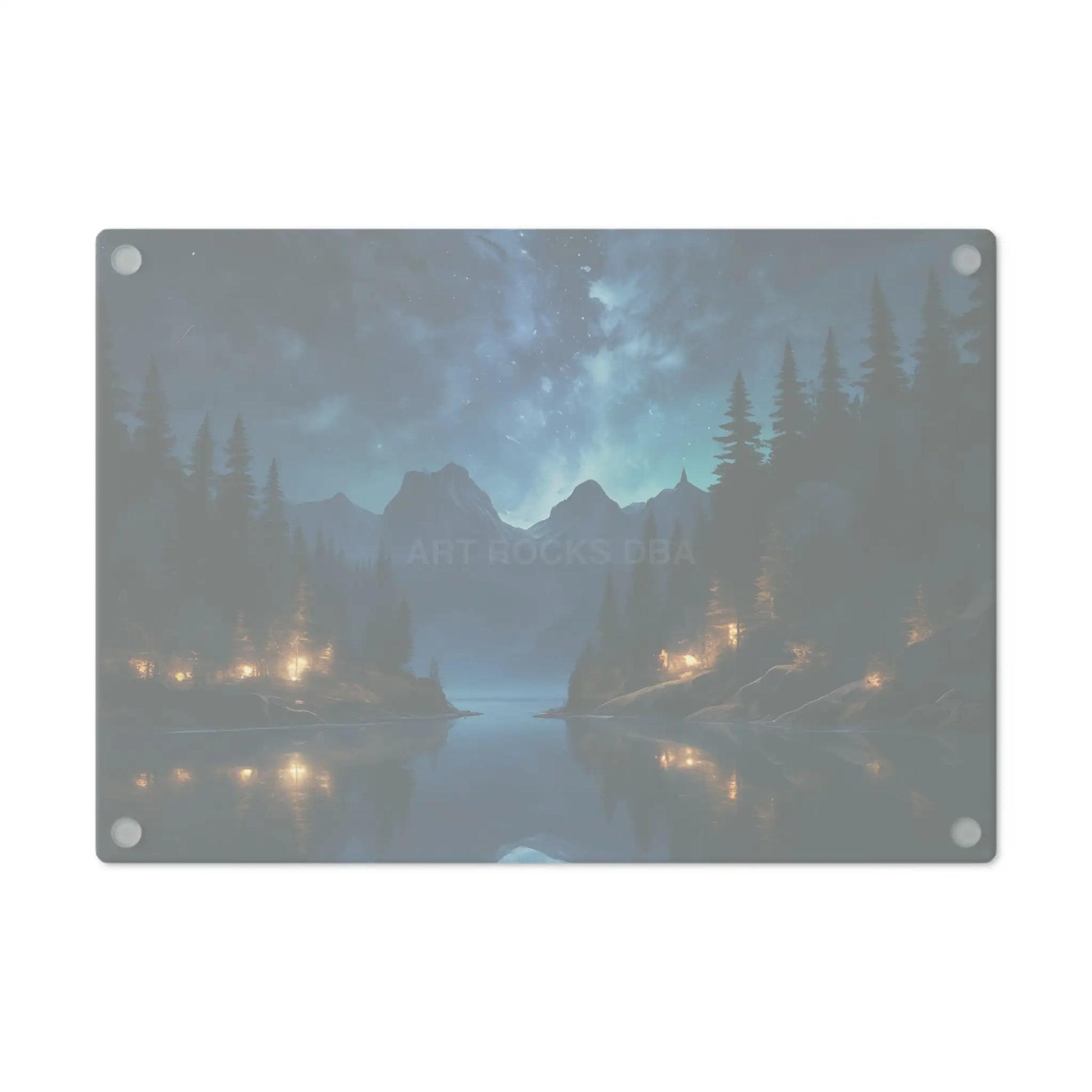 Scenic Night Lake Cutting Board – Starry Mountain Landscape Kitchen Decor - Home Decor