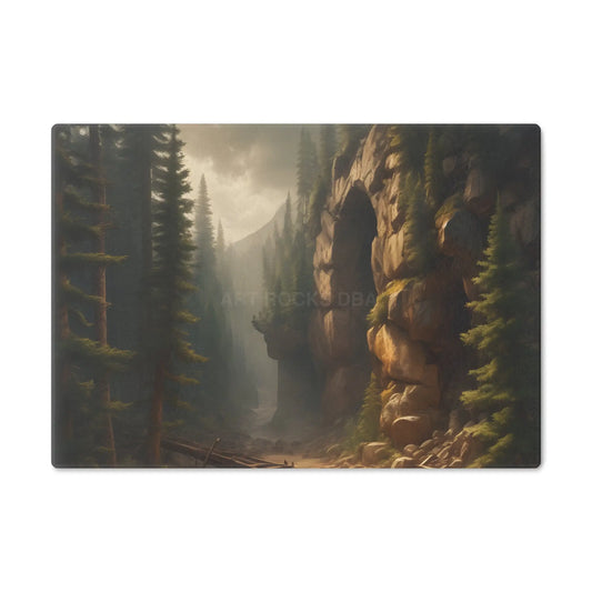 Scenic Pine Canyon Tunnel Cutting Board — Wilderness Landscape Glass Chopping Board - Small - Home Decor