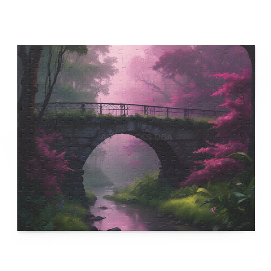 Scenic Pink Bridge Jigsaw Puzzle — (120/252/500 pcs) - 14’’ × 11’’ (252 pcs) - Puzzle