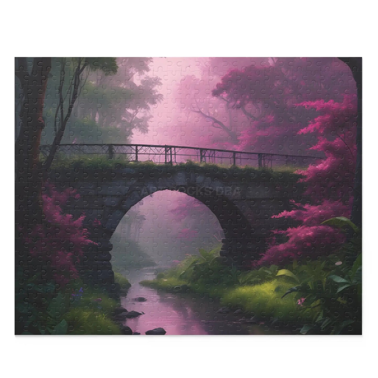 Scenic Pink Bridge Jigsaw Puzzle — (120/252/500 pcs) - 20’’ × 16’’ (500 pcs) - Puzzle