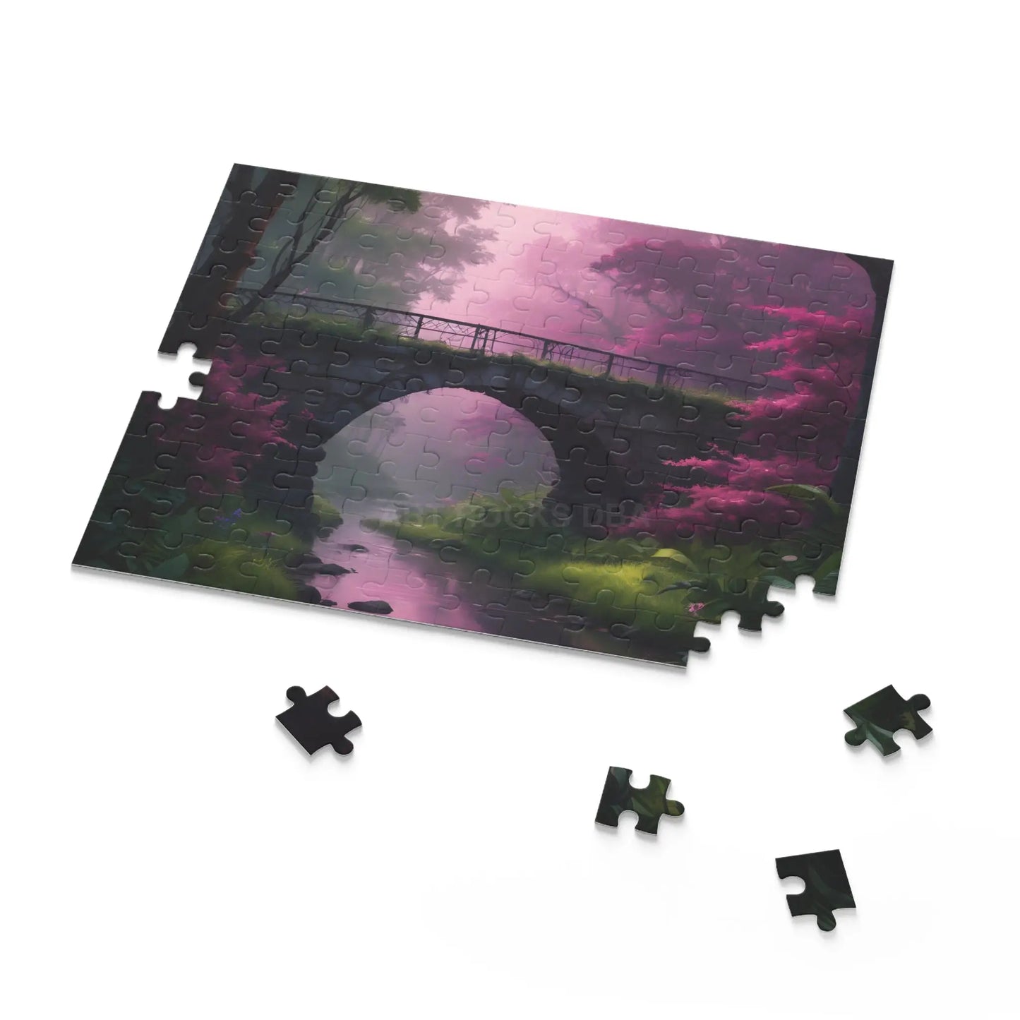 Scenic Pink Bridge Jigsaw Puzzle — (120/252/500 pcs) - Puzzle