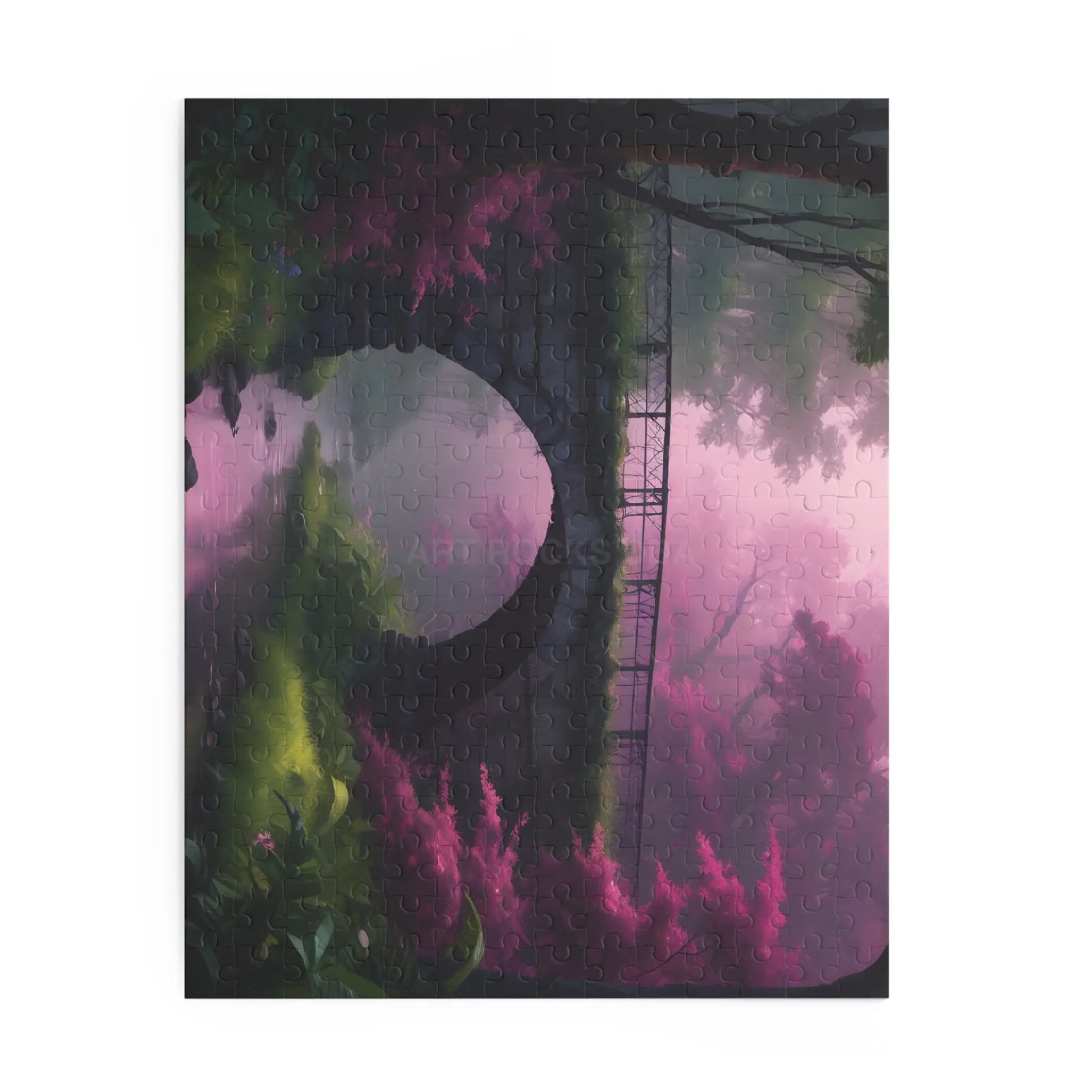 Scenic Pink Bridge Jigsaw Puzzle — (120/252/500 pcs) - Puzzle