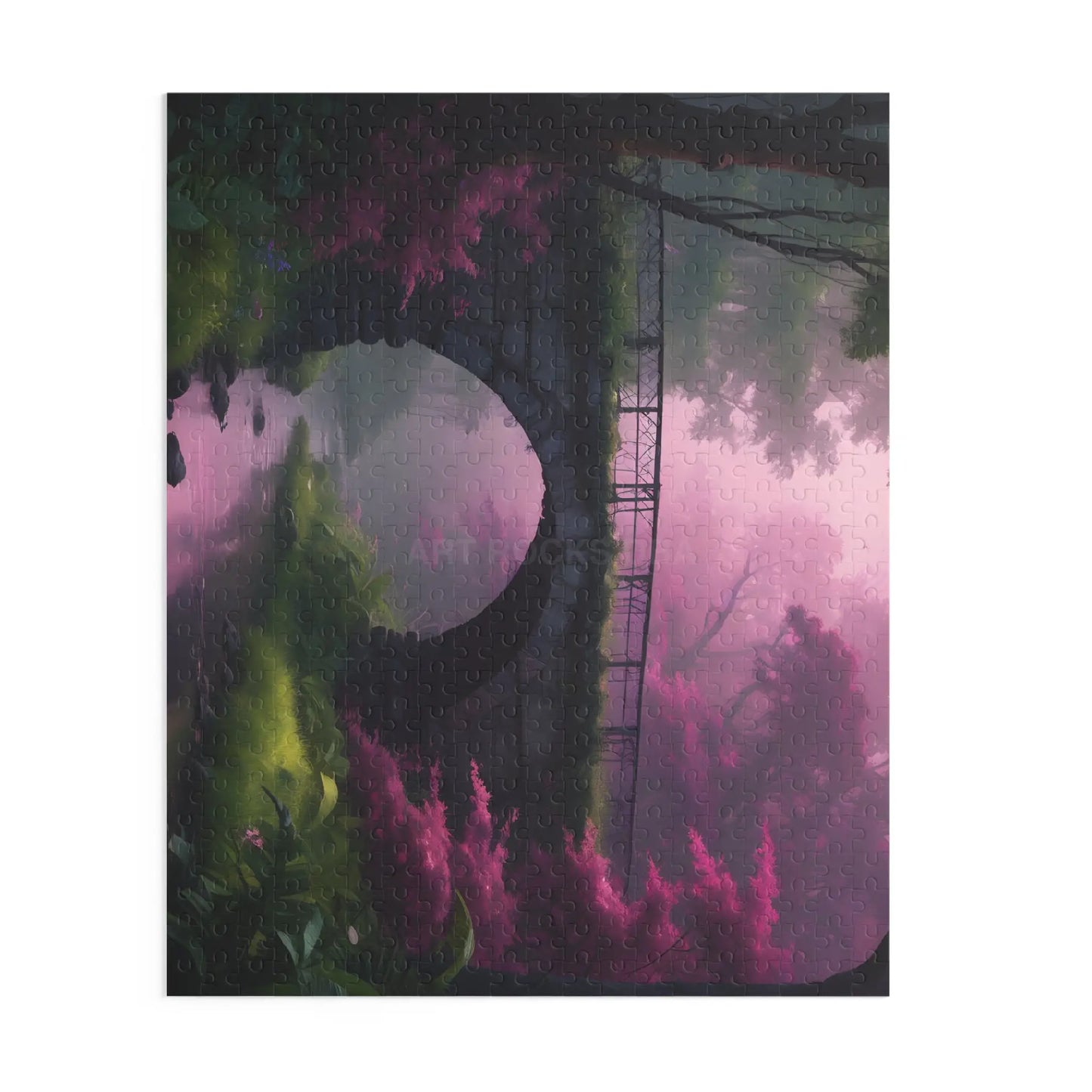 Scenic Pink Bridge Jigsaw Puzzle — (120/252/500 pcs) - Puzzle